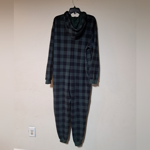 Fabletics Womens Cozy Fleece Hooded One Piece Pine Shadow Buffalo Check Sz. XL - Picture 4 of 10